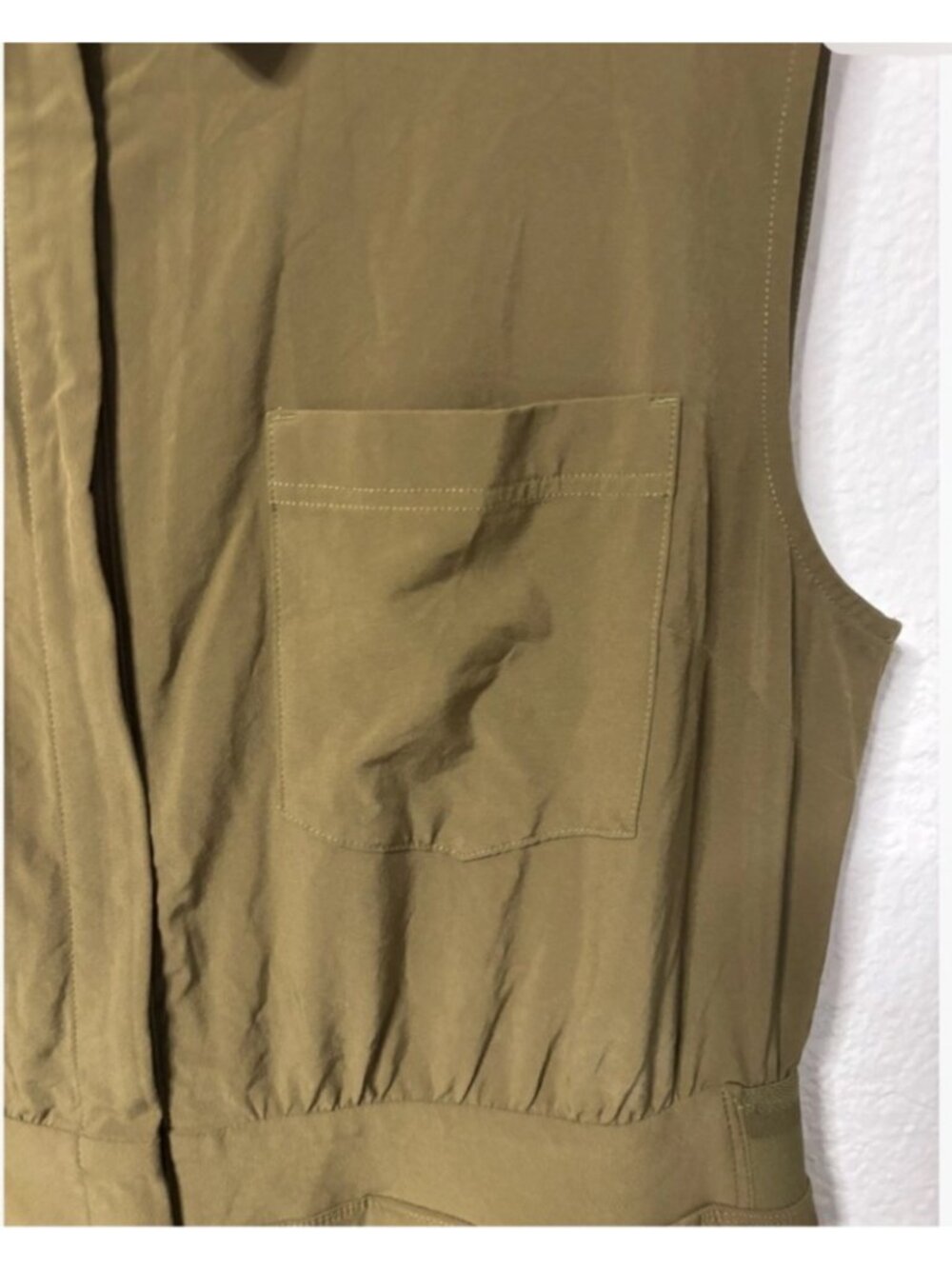 Athleta Brooklyn Wide Leg Jumpsuit Olive Green Sleeveless Mock Neck Utility Sz 2 - Picture 4 of 13